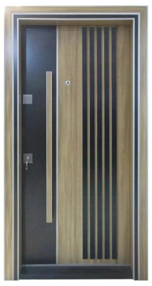 Usa metalica de exterior cu izolatie si vizor Novo Doors NDS1000S, Din compozit, 2 yale, Kit complet, Pentru case, (Geam: Sticla securizata, Sens
