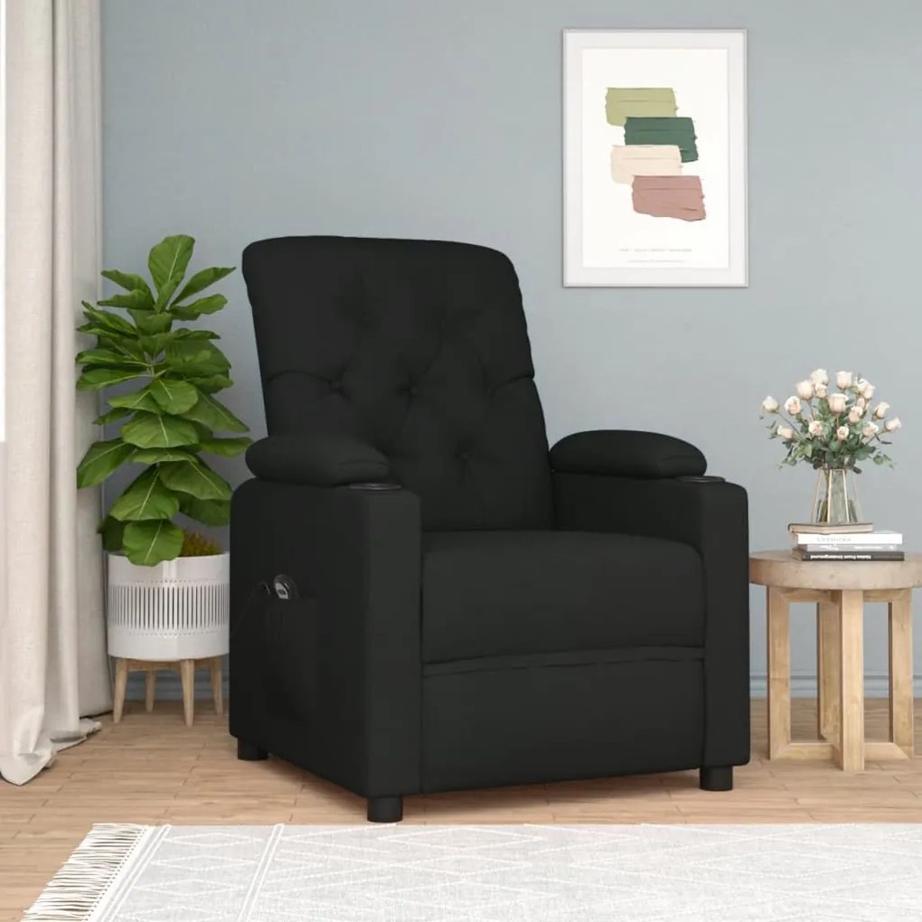 vidaXL Fotoliu rabatabil electric, negru, material textil