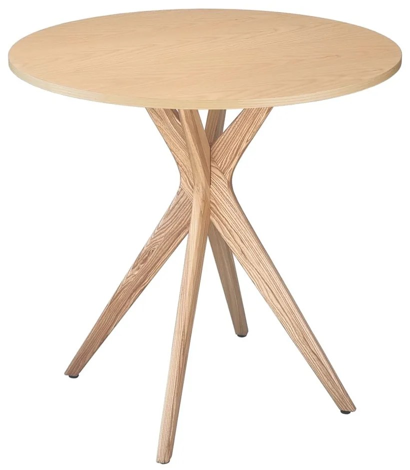 Masă de dining rotundă cu blat cu aspect de lemn de frasin ø 80 cm Jubi – Ragaba