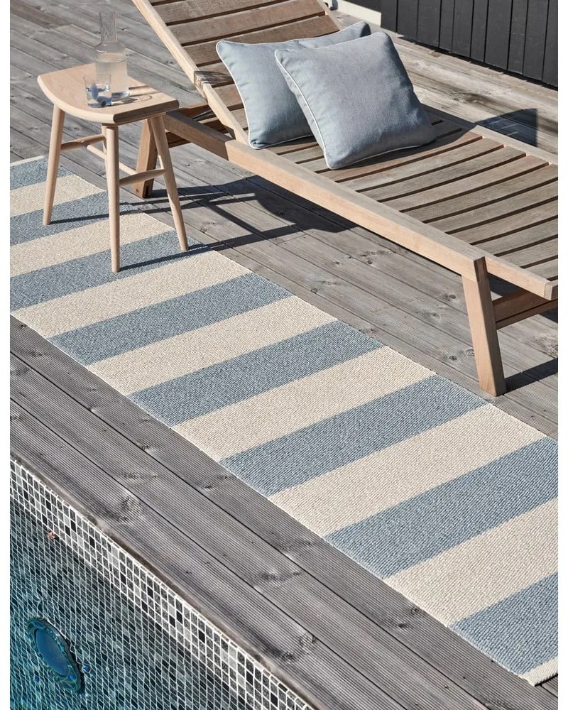 Covor tip traversă pentru interior și exterior albastru deschis/crem 70x300 cm Bob Blue Fog – Pappelina
