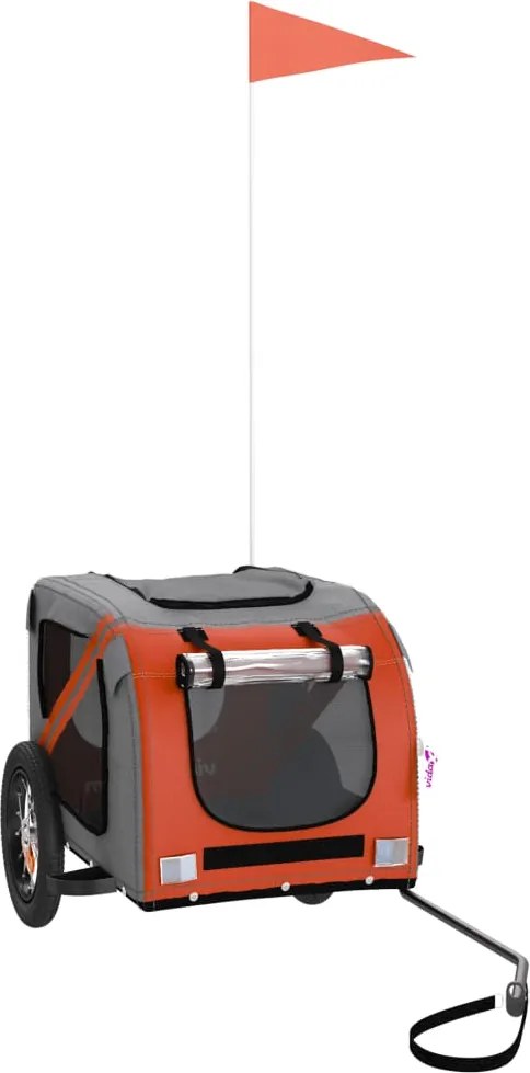 vidaXL Remorcă de bicicletă animale portocaliu/gri, textil oxford/fier