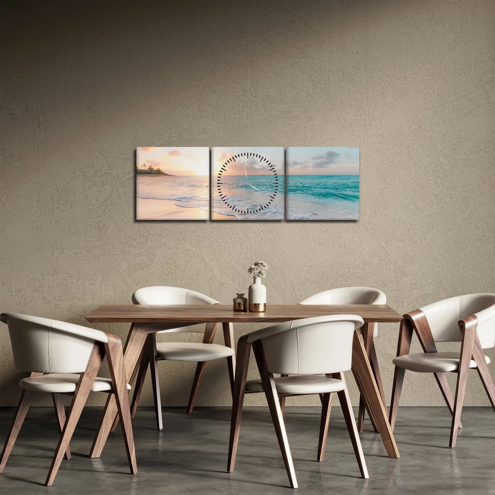 Tablou - Plaja de vis (cu ceas) (90x30 cm)