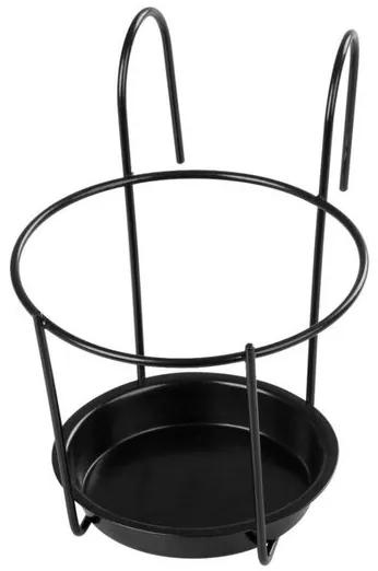 Suport metalic pentru ghiveci rotund, Bumeta, negru, 22 cm