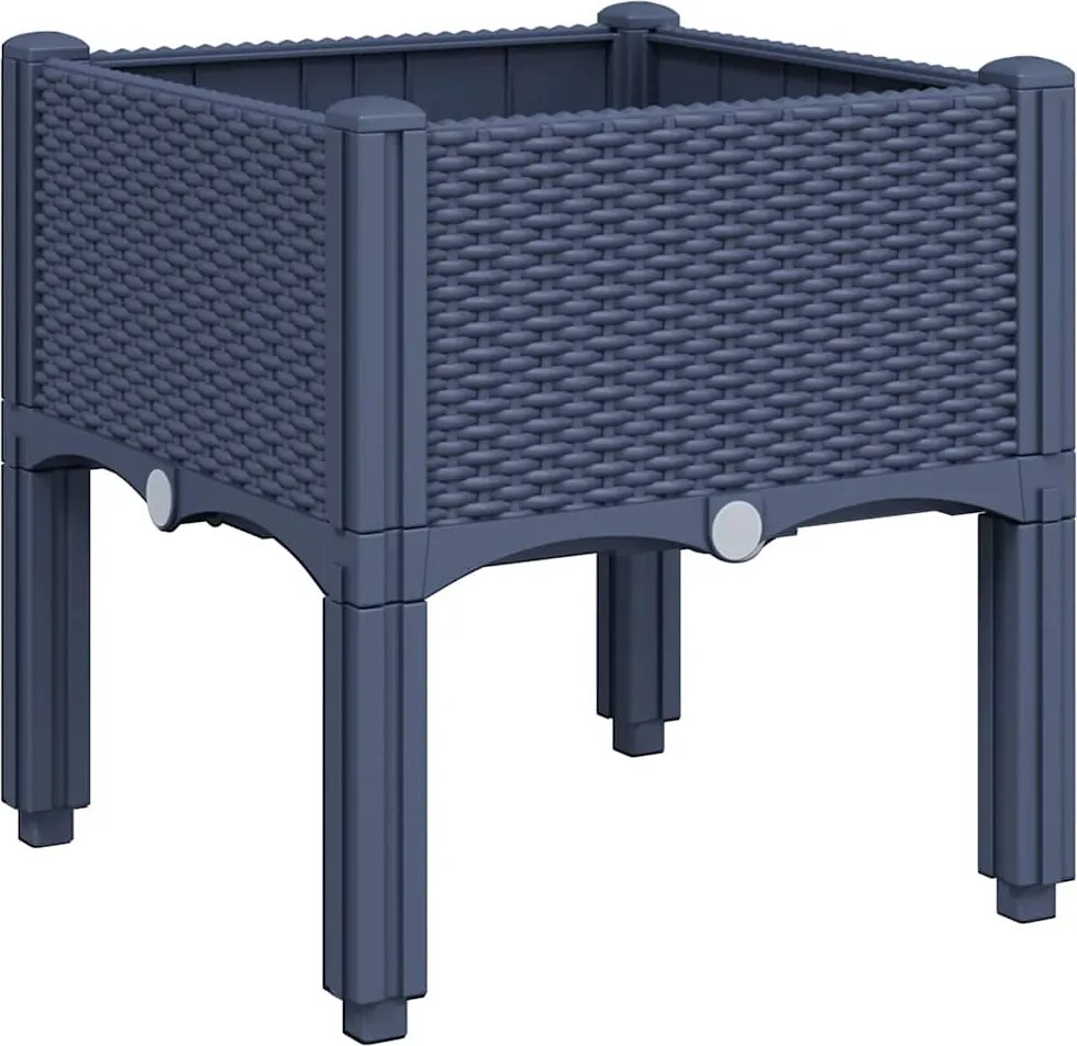 vidaXL Jardinieră de grădină cu picioare, albastru gri, 40x40x42 cm, PP