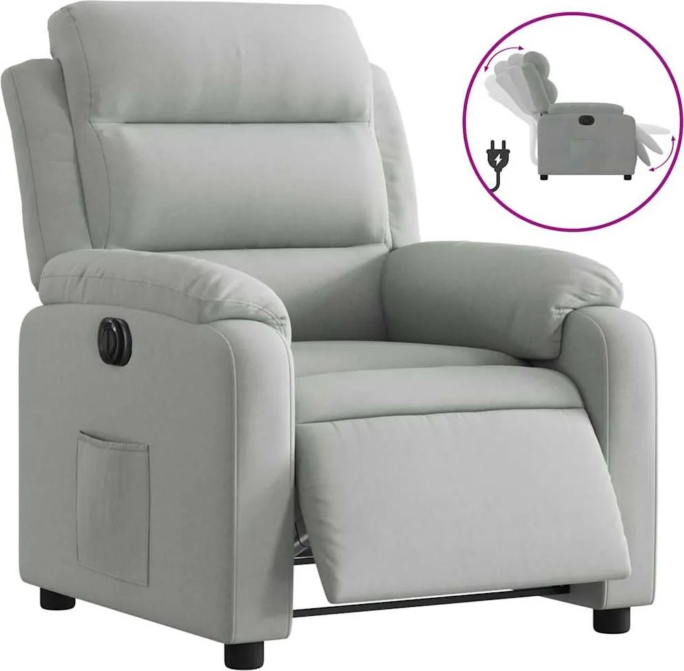 vidaXL Fotoliu rabatabil electric, gri deschis, catifea