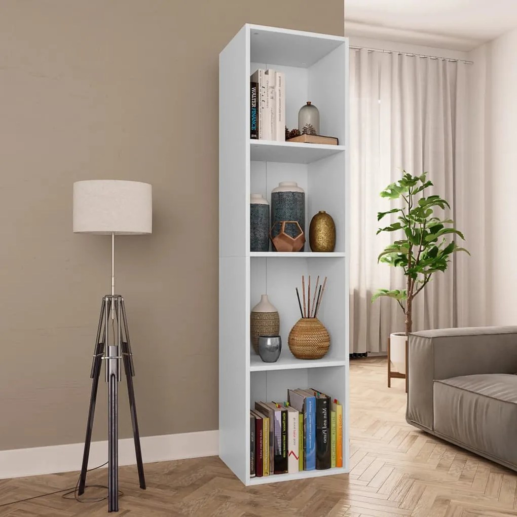 800144 vidaXL Bibliotecă/Comodă TV, alb, 36 x 30 x 143 cm, PAL