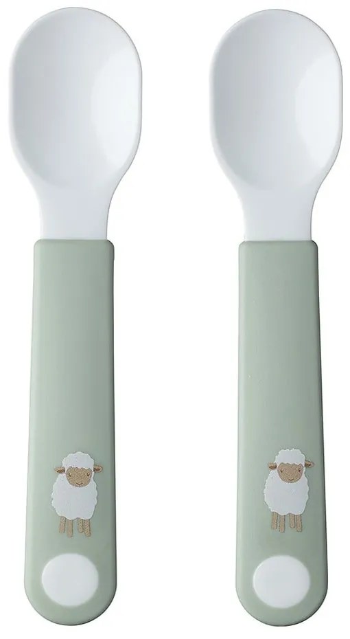 Linguri pentru copii albe/verde-deschis din plastic 2 buc. Little farm – Mepal