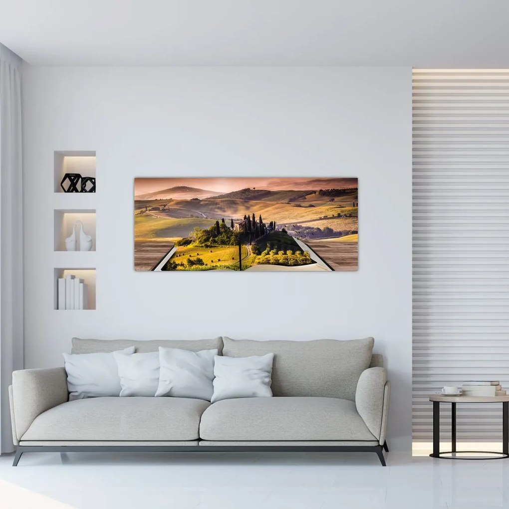 Tablou cu peisaj în carte (120x50 cm)