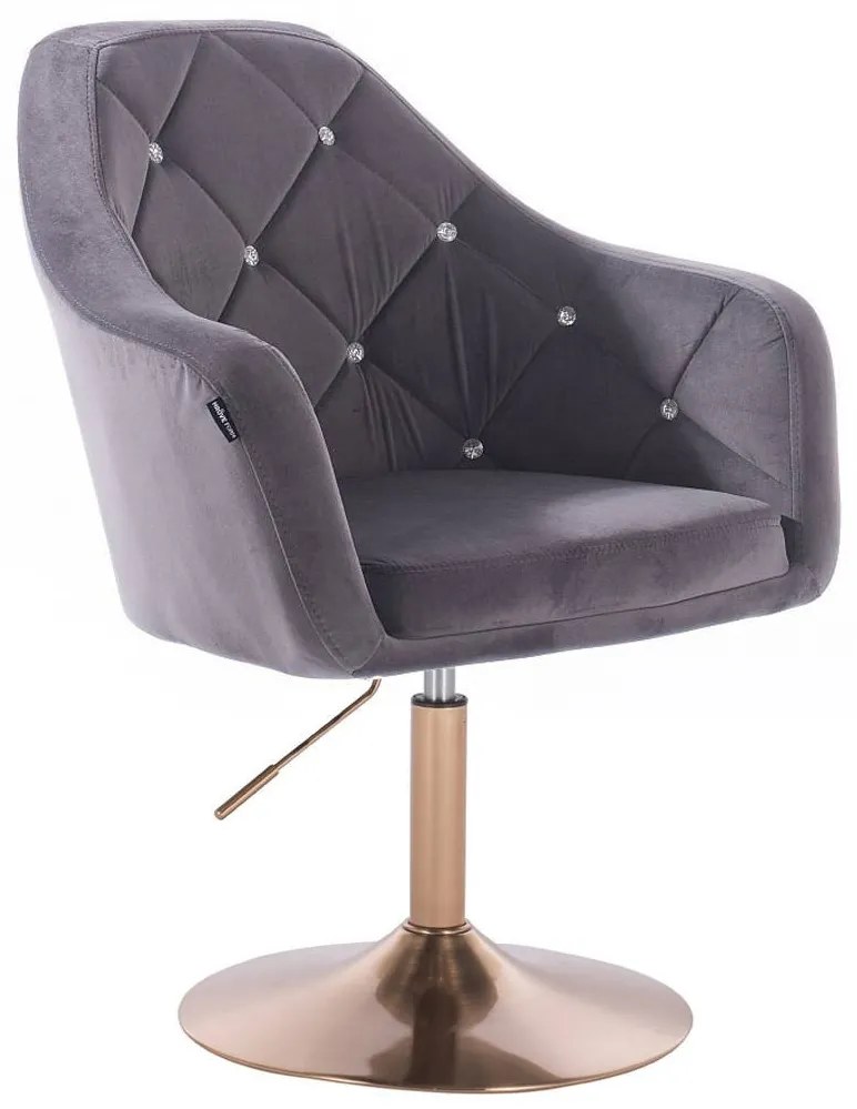 HR830N Scaun Catifea Grafit cu Bază Aurie
