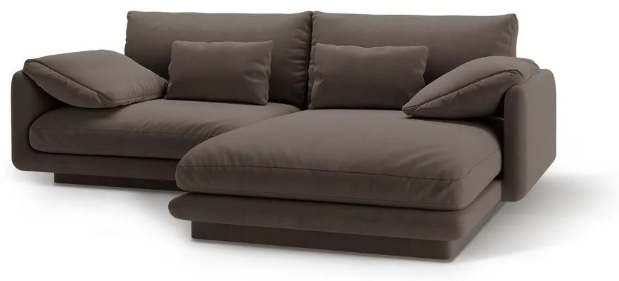 Colțar maro cu tapițerie din catifea (cu colț pe partea dreaptă/cu șezlong) Torino – Micadoni