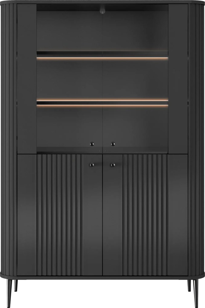 Vitrină cu patru uși Vesper 103 cm - negru / picioare negre