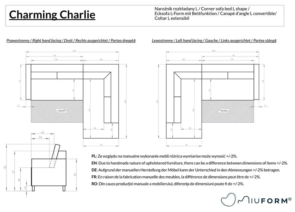 Colțar bej extensibil (cu colț pe partea stângă ) Charming Charlie – Miuform