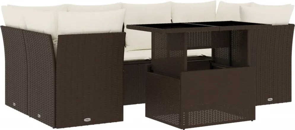 vidaXL Set canapele de grădină cu perne, 7 piese, maro, poliratan