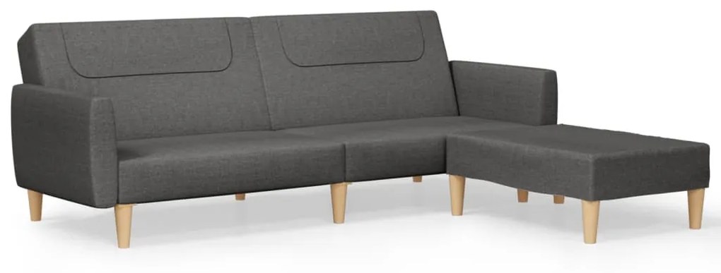 3080588 vidaXL Canapea extensibilă cu taburet, 2 locuri, gri închis, textil