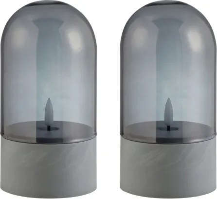 Brilliant - Set 2x lumânări LED ILLUSION LED/2xAA IP44 gri / negru fumuriu