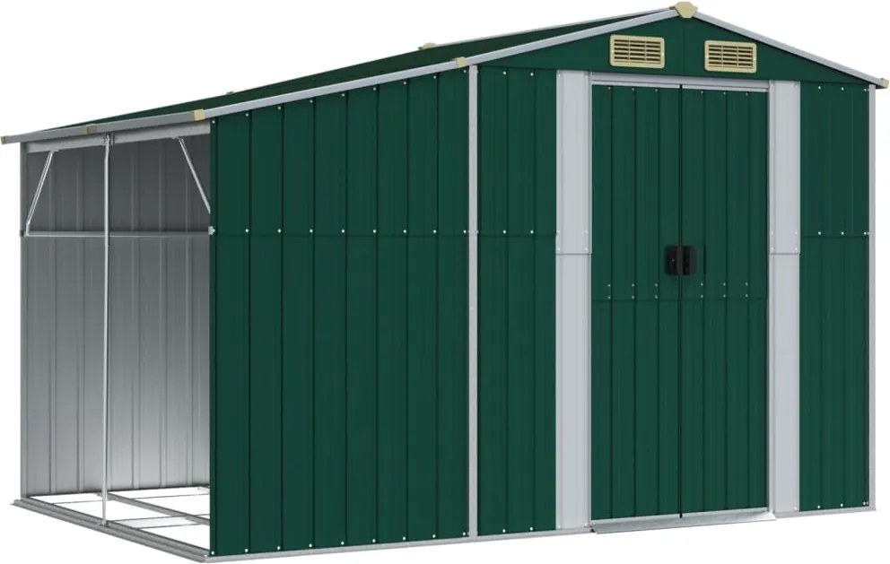 vidaXL Șopron de grădină, verde, 277x192,5x179 cm, oțel zincat