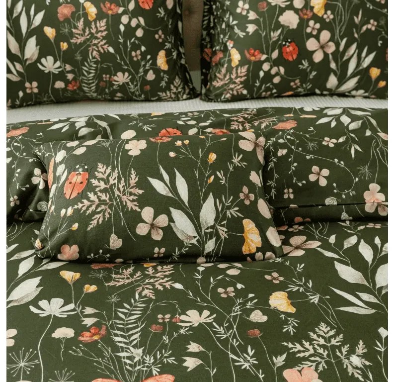 Lenjerie de pat din microfibra COLORFUL MEADOW verde inchis Dimensiune lenjerie de pat: 2 buc 70 x 90 cm | 200 x 220 cm