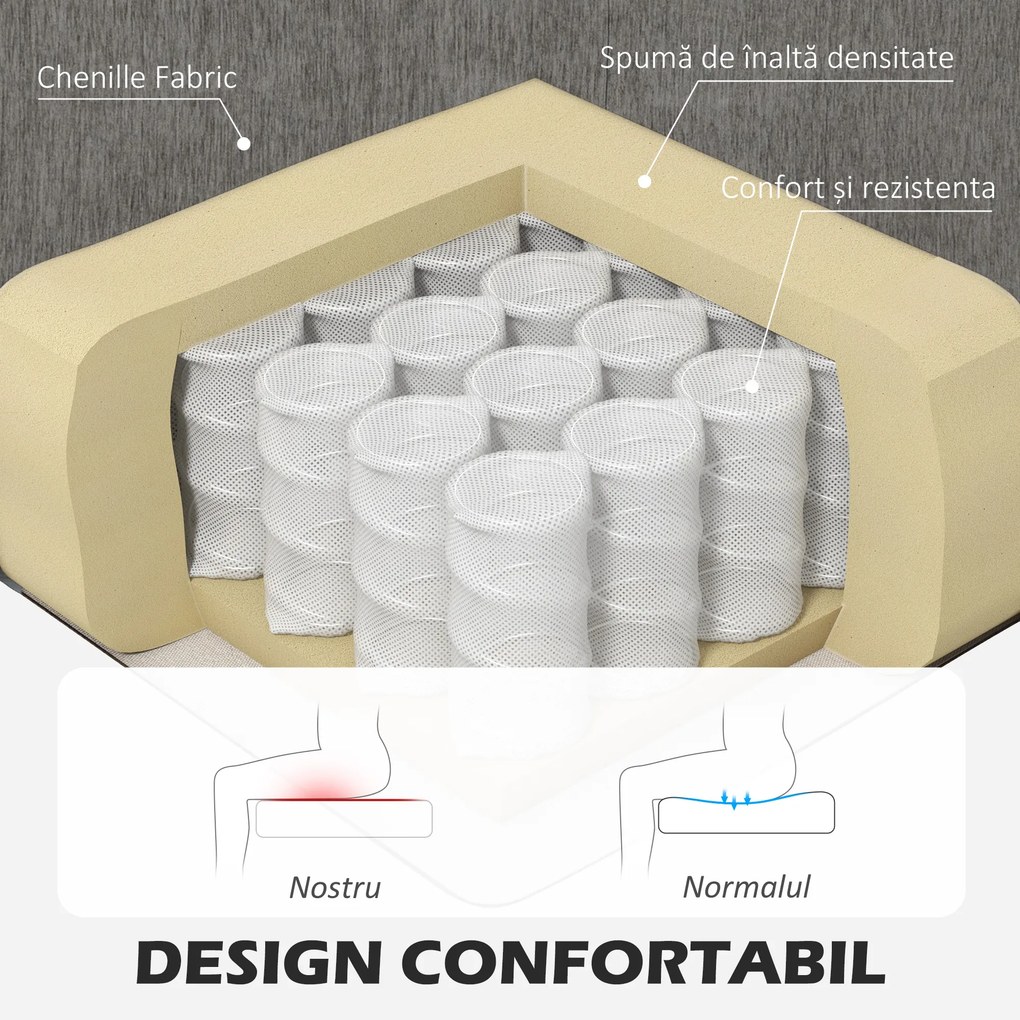 HOMCOM Canapea Colțar Extensibil cu Șezlong Reversibil, Pernă pentru Șezut și Spătar și 3 Locuri, 186x130x84 cm, Maro | Aosom Romania