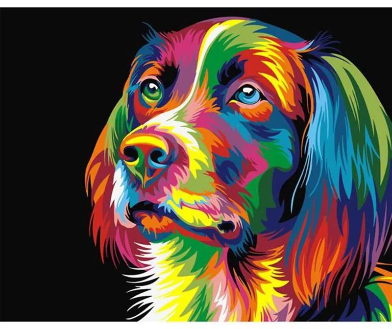 Pictura pe numere cu un cadru "Câine colorat" 50x40 cm