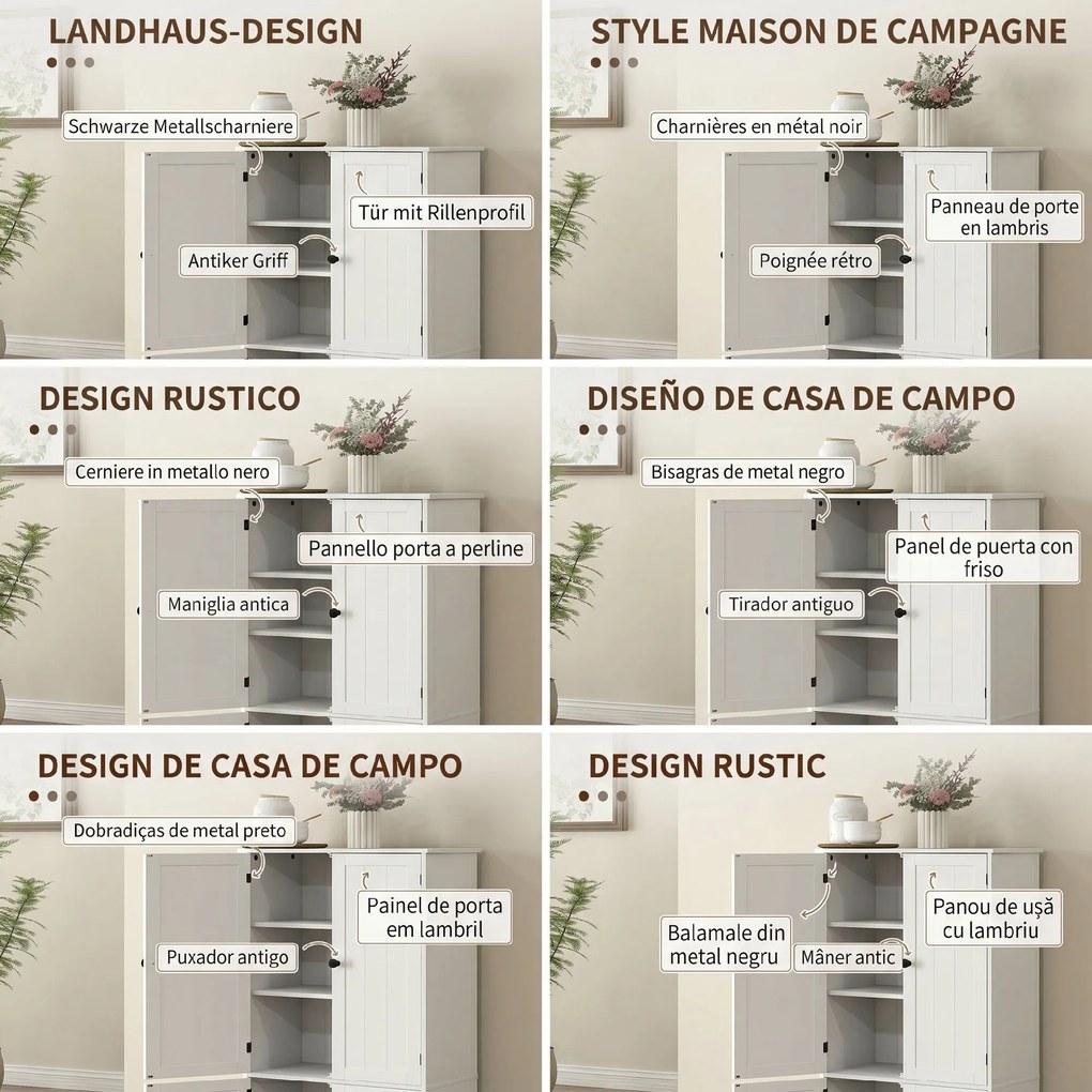 HOMCOM Dulap Alb 4Uși Reglabil | Aosom Romania