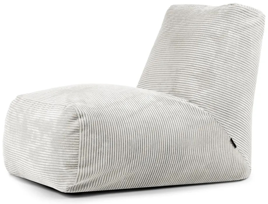 Fotoliu bean bag crem cu tapițerie din catifea reiată Tube – SLOWDOWN