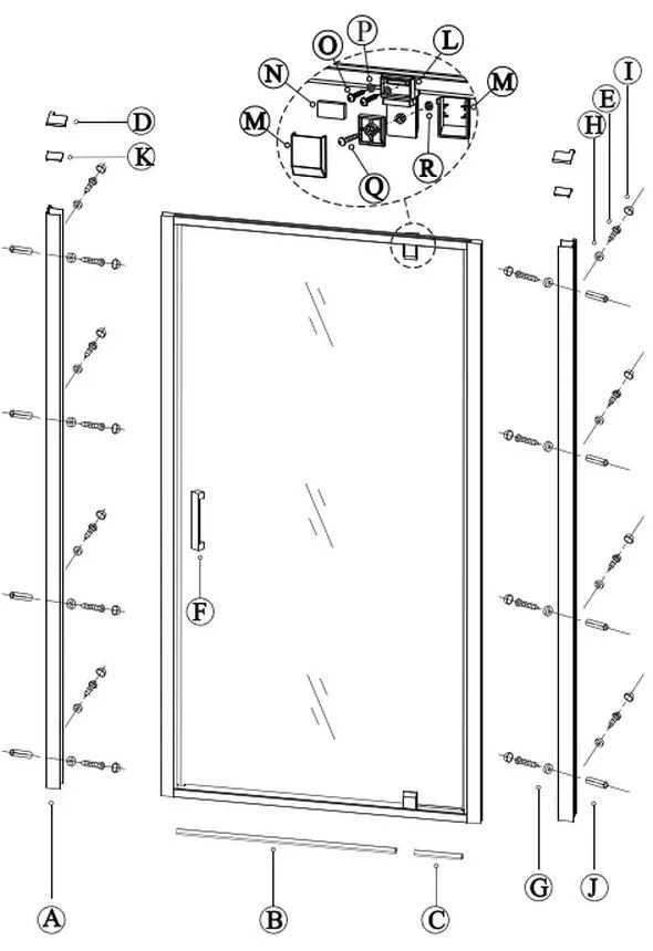 Usa dus batanta sticla 100x190 cm cu cadru metalic Sanswiss, Ocelia 1000x1900 mm
