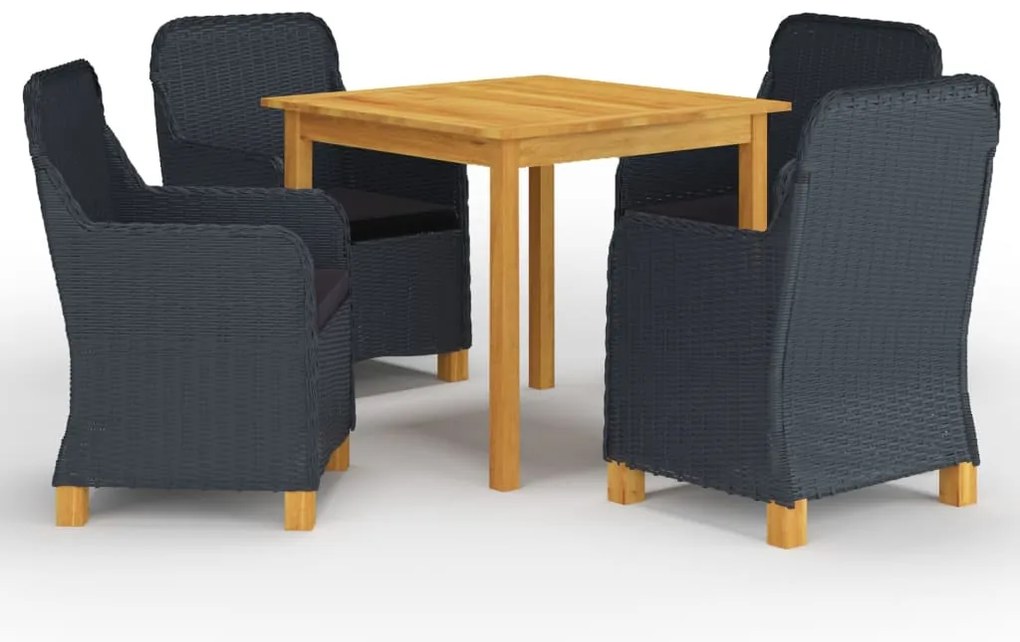 vidaXL Set mobilier de grădină, 5 piese, gri închis