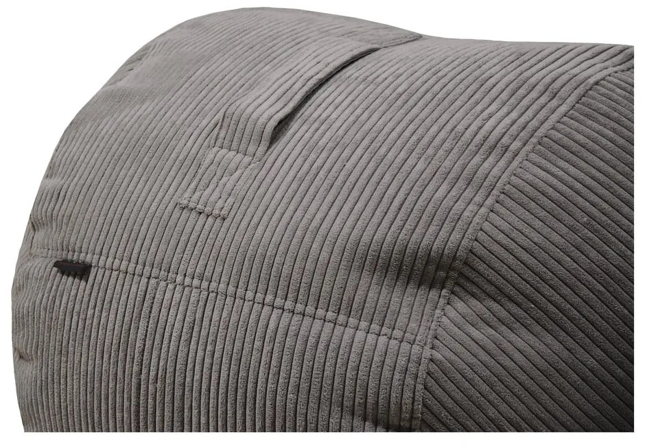 Fotoliu puf pentru copii crem cu tapițerie din catifea reiată Roll 80 – SLOWDOWN