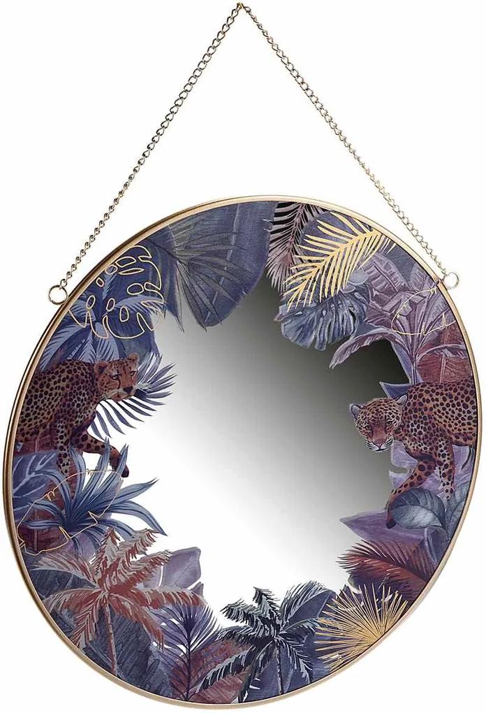 Oglinda de perete rotunda cu rama din metal auriu Jungle Ø 30 cm