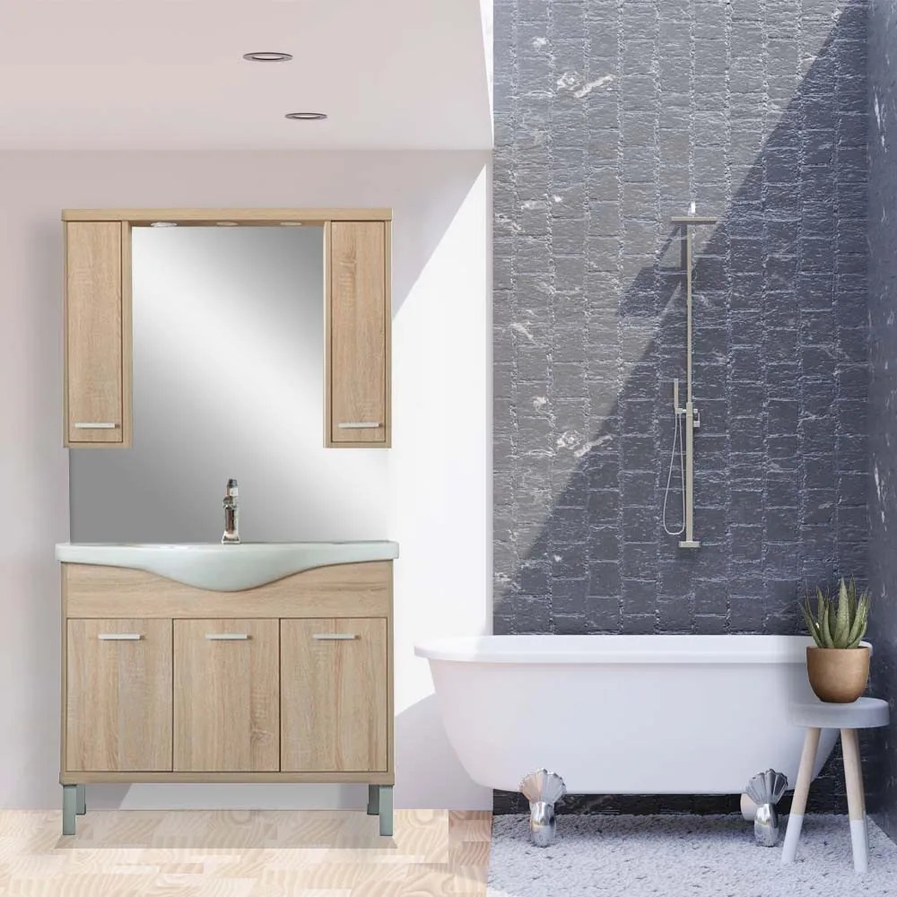 Mobilier complet de baie Nerva 105, stejar Sonoma