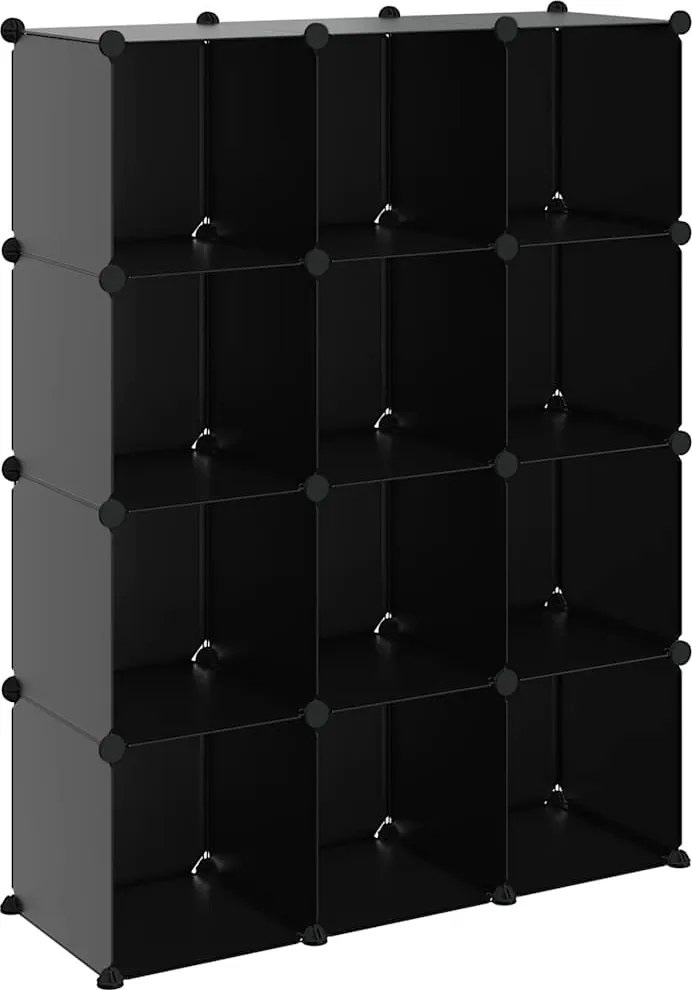 vidaXL Organizator cub de depozitare, 12 cuburi, negru, PP