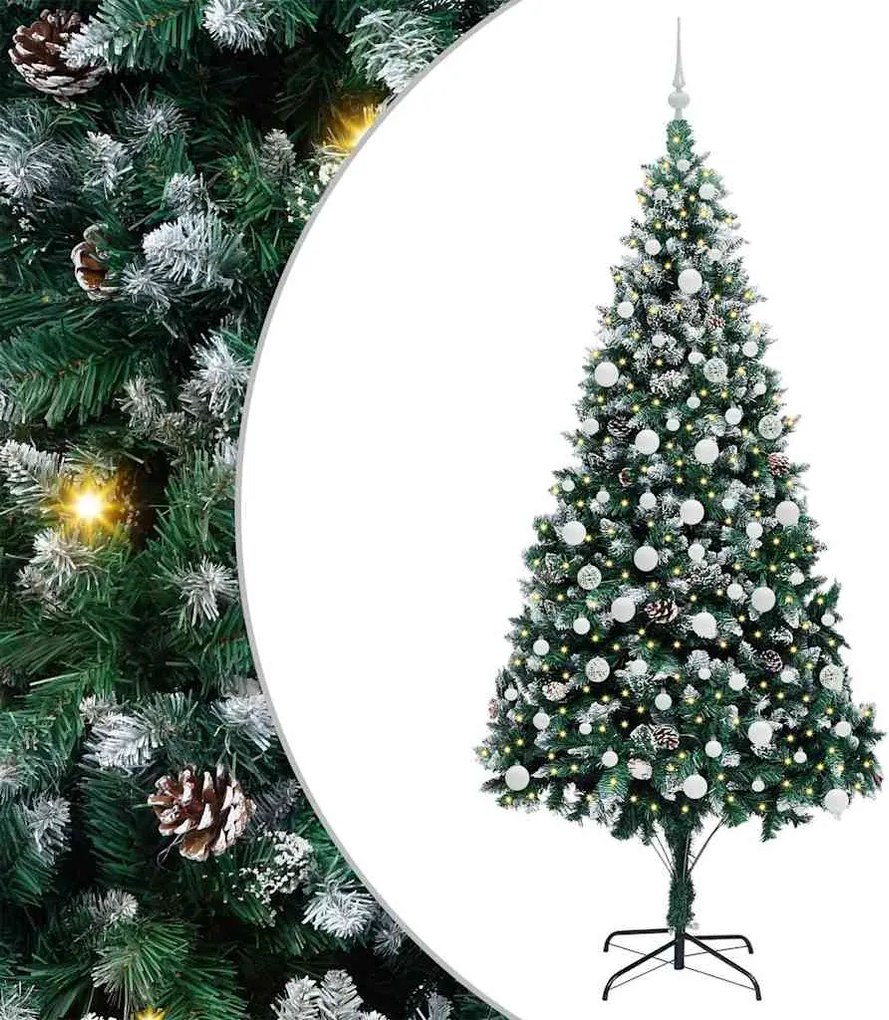 vidaXL Brad de Crăciun artificial Verde 210 cm PVC și Oțel și Plastic