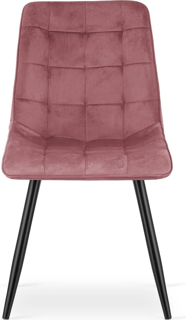 Scaun de masa SPLIT VELVET cu picioare negre, roz inchis