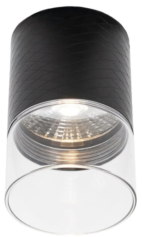 Plafoniera, Spot LED metal negru si sticla Fusion