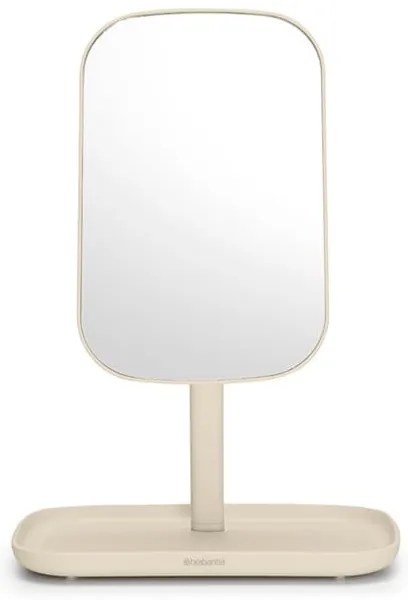 Oglinda cu suport pentru accesorii Brabantia ReNew 1006271, 28.3x20x12.6 cm, Baza antiderapanta, Reglabila la 360°, Bej