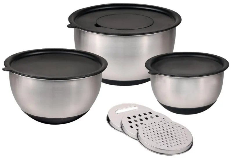 Salatiere multifunctionale KESPER 90899, 3 razatoare, Baza antiderapanta, Inox