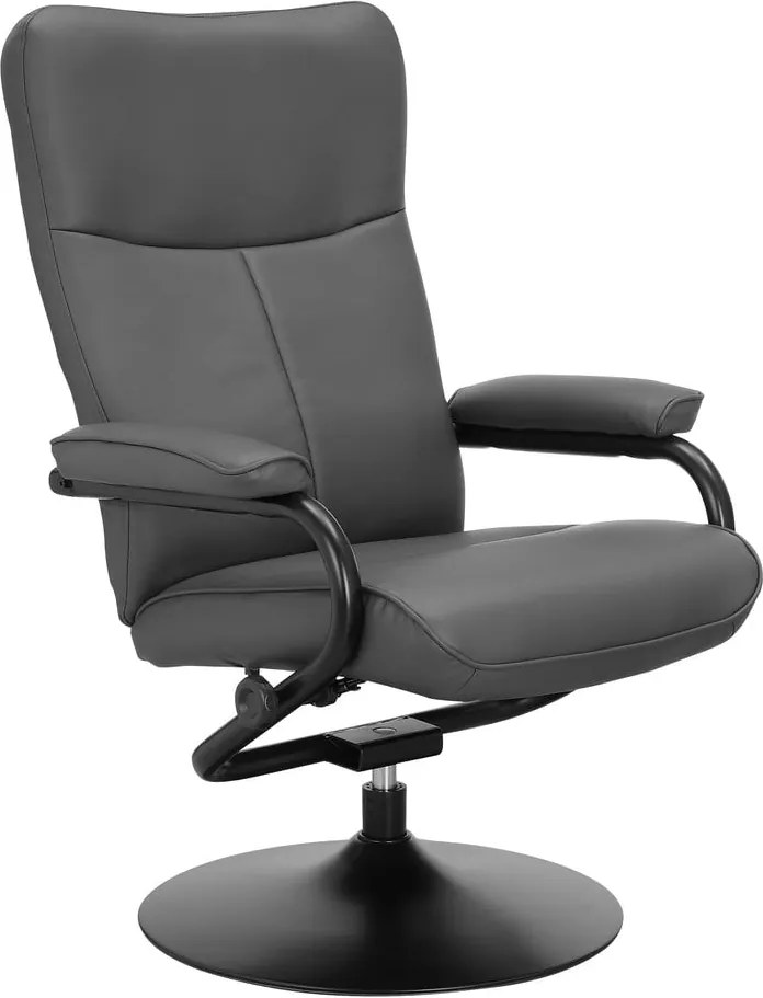 Fotoliu cu taburet gri de relaxare cu tapițerie din imitație de piele Istad – Støraa