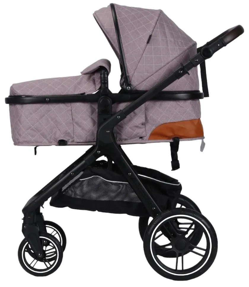 Carucior nou nascuti 2 in 1 NOVOKIDS™ X1000 series, Cu geanta bebe, Cadru Aluminiu, Amortizoare, Roti din cauciuc plin AVE, Landou, Spatar reglabil 3