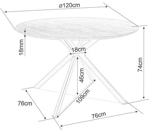 Masă de bucătărie Aster 120 cm, nuc / negru
