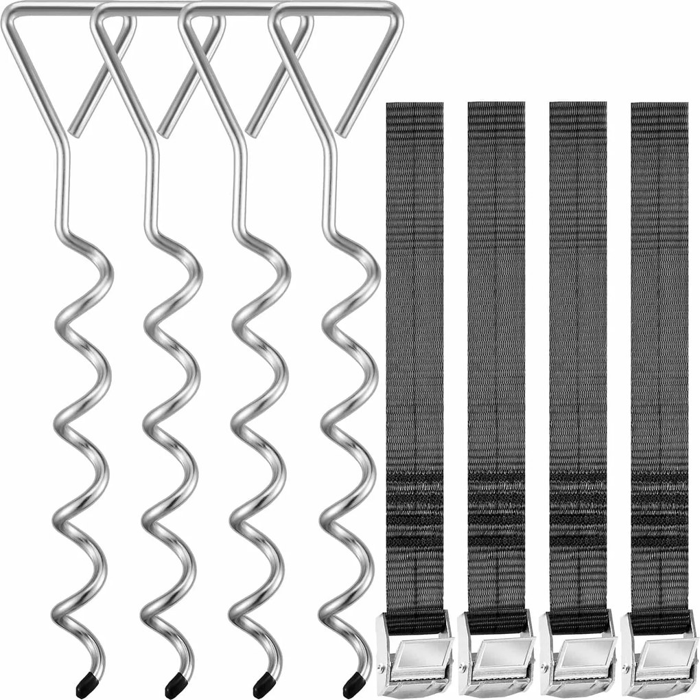 Set de ancore pentru sol, 4 bucăți, 42,5x8,5cm, argintiu Monzana