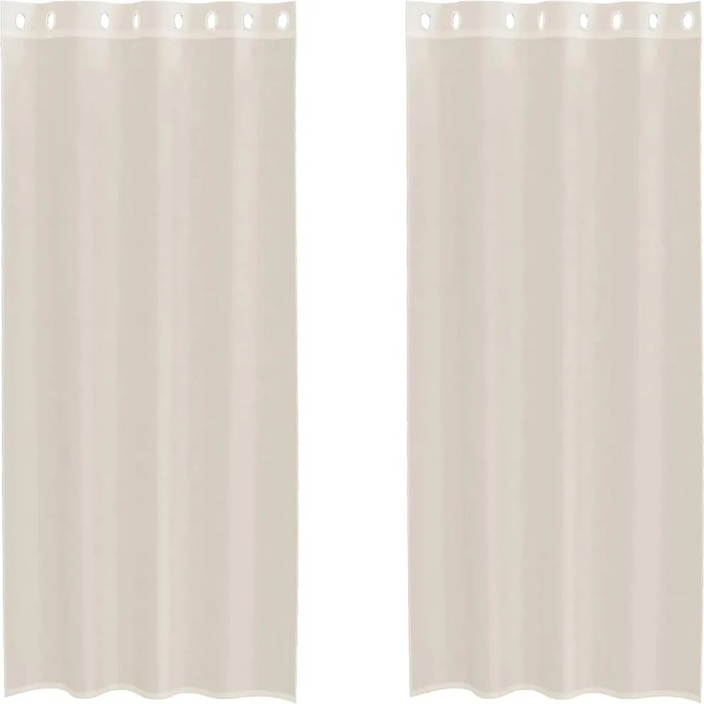 vidaXL Perdele Voile cu Oelii 2 buc Crem 140x225 cm