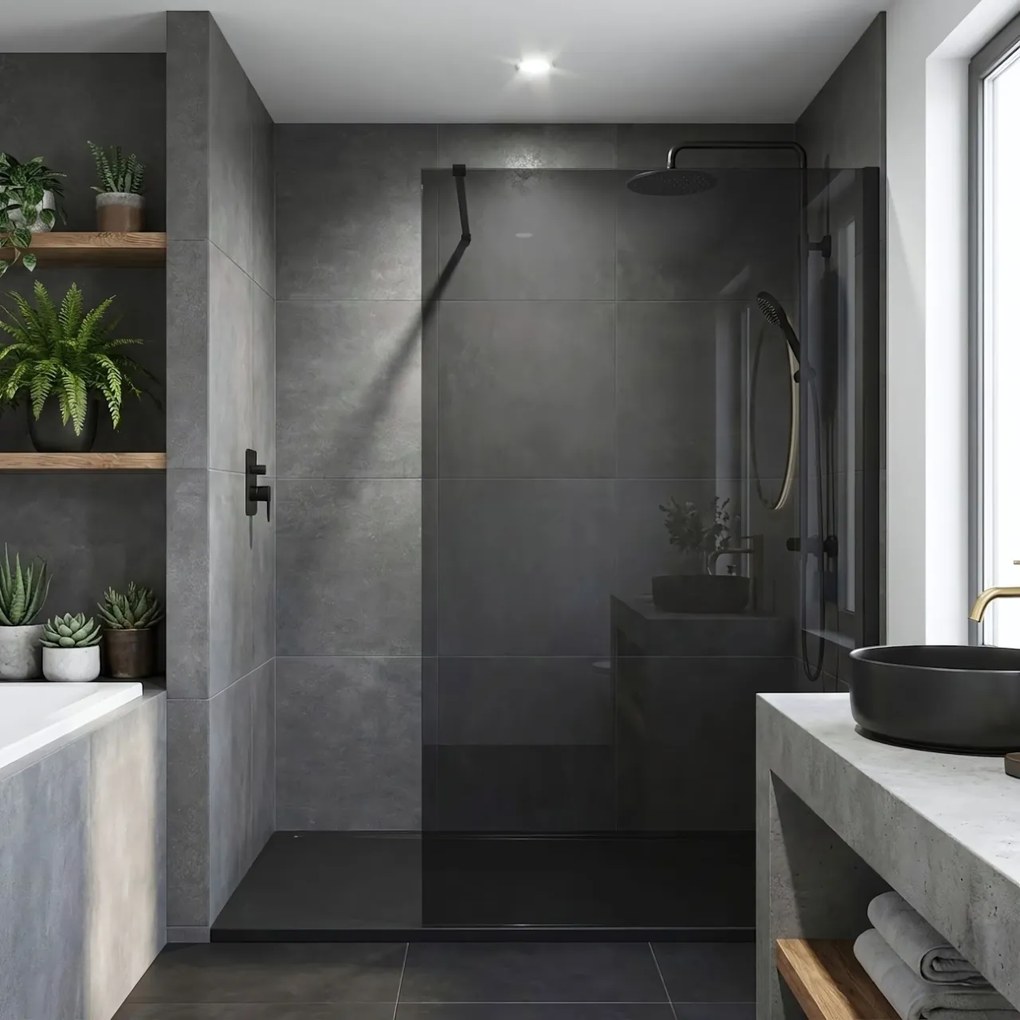Paravan de dus Rea Flexi Grey / Black 80