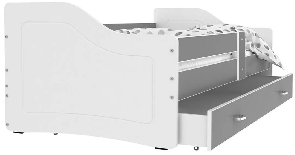 Expedo Pat pentru copii SWAN P1 COLOR + saltea + somieră GRATIS, 160x80, gri/alb