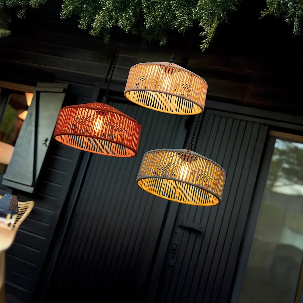 Lampă pandantiv Boemiană din sfoară Terracotta IP44 - Calabardina