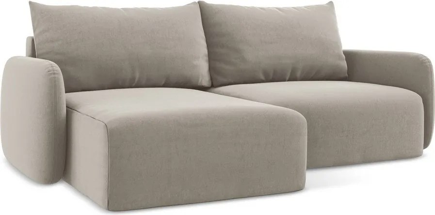 Colțar taupe extensibil/cu spațiu de depozitare cu tapițerie din catifea (cu colț pe partea stângă/cu șezlong) Kalena – Makamii