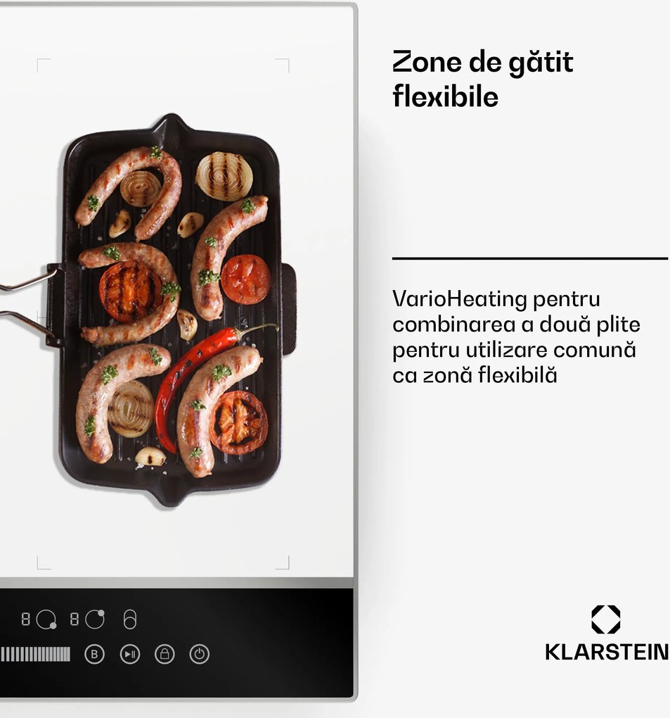 Klarstein DualTone Flex Plită cu inducție, Zonă Flex, Afișaj LED, Control prin glisoare, 7200 W