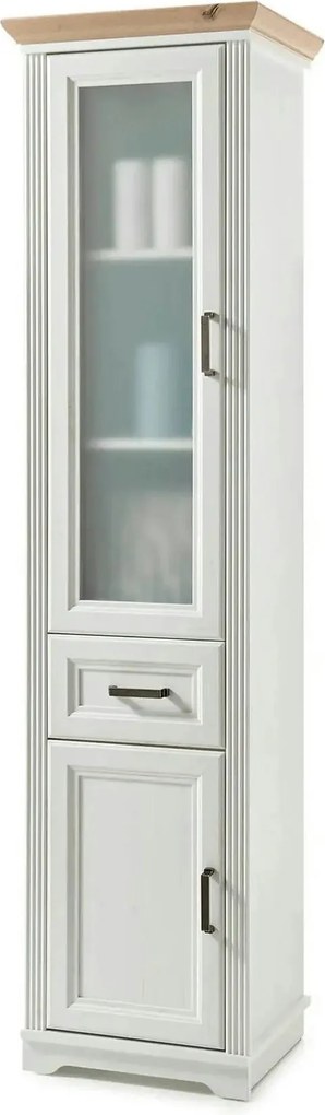 Dulap baie JASMIN, alb/stejar artisan, PAL, cu 2 usi si un sertar, 48x
