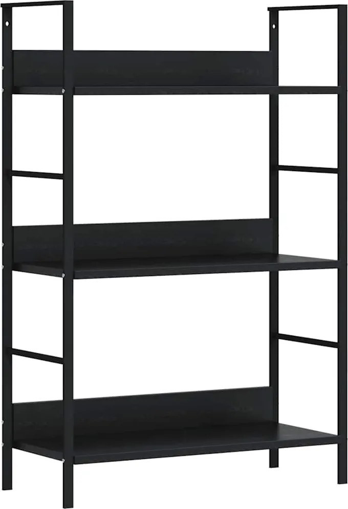 vidaXL Etajeră cărți 3 rafturi, negru, 60x27,6x90,5 cm, lemn prelucrat