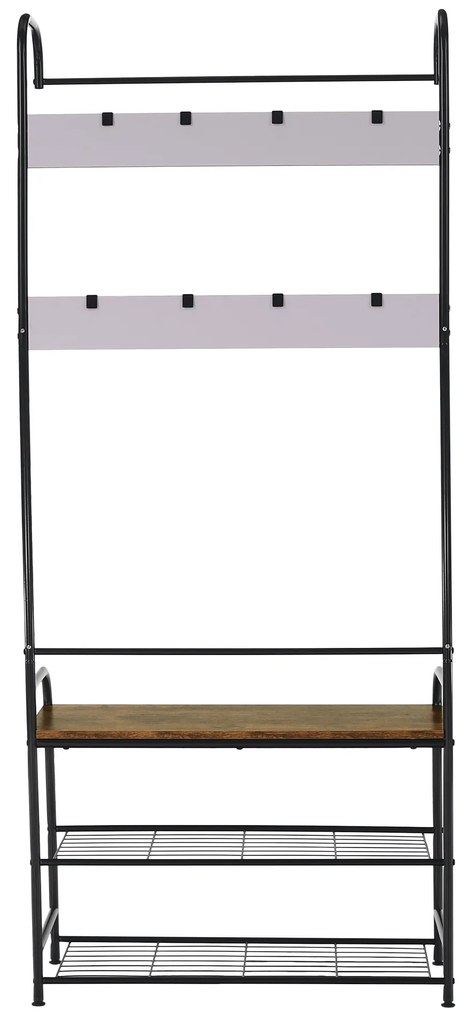 Raft pentru pantofi, lemn rustic şi metal negru / MDF, KELAM