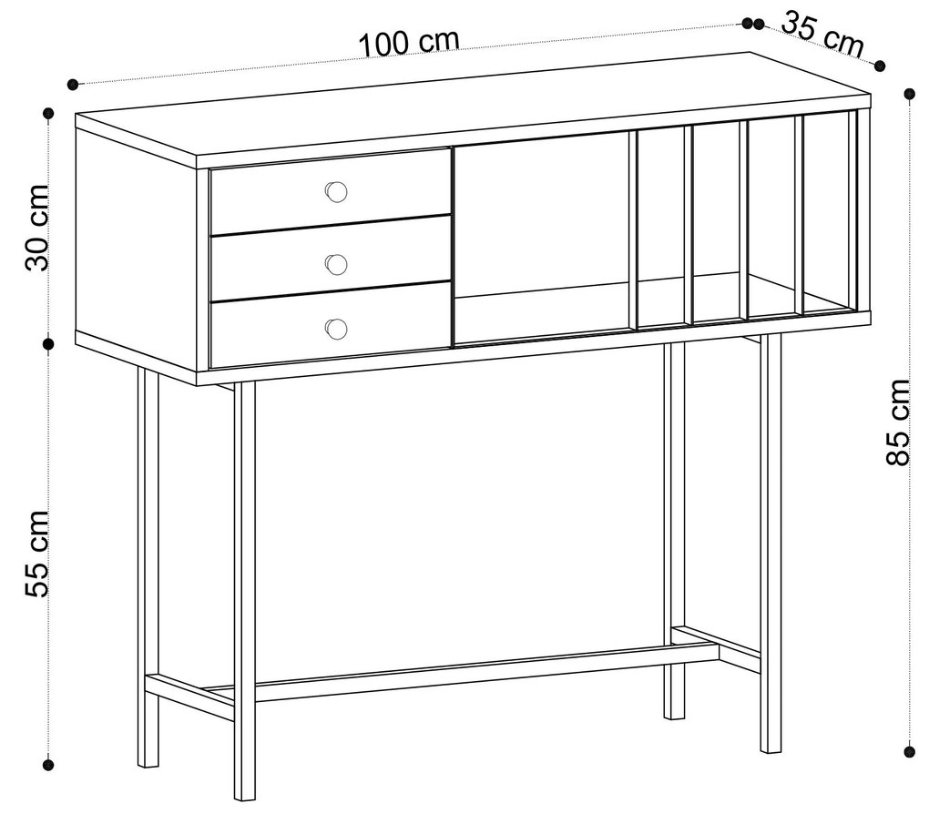 Măsuță consolă Aliex 1 (stejar + negru). 1094810